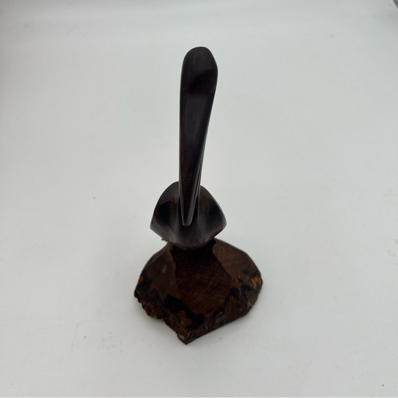 Hand Crafted  Dark Wood Pelican Sculpture - Picture 2 of 8